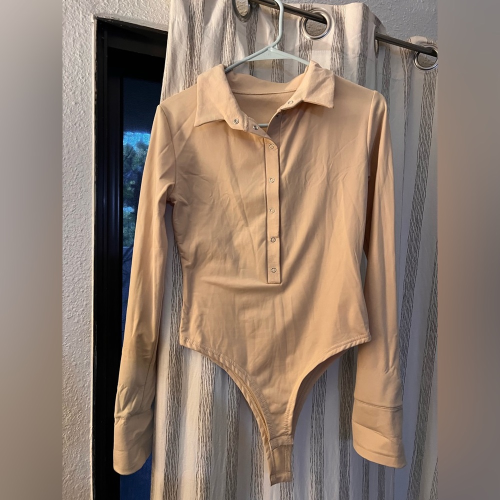 Elegant Beige Long Sleeve Bodysuit